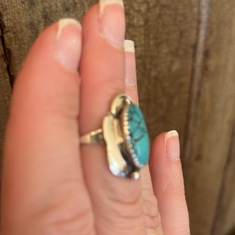 Navajo Artist CT Vintage Turquoise Sterling Silver Ring - Picture 13 of 14